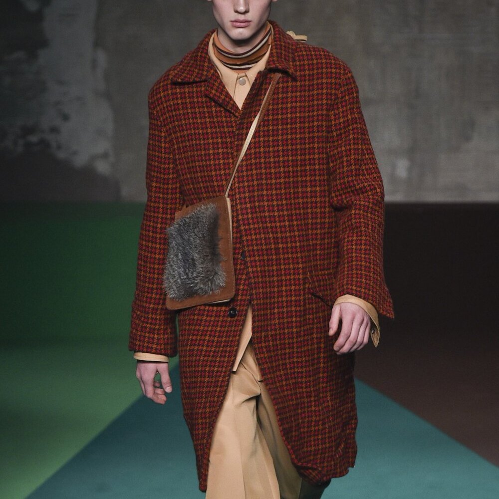 AW17 MARNI HOUNDSTOOTH WOOL COAT 50